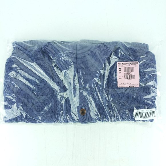 NWT J Crew Cotton Cable Knit Shawl Collar Button Up Cardigan Sweater Navy Blue - Picture 2 of 2